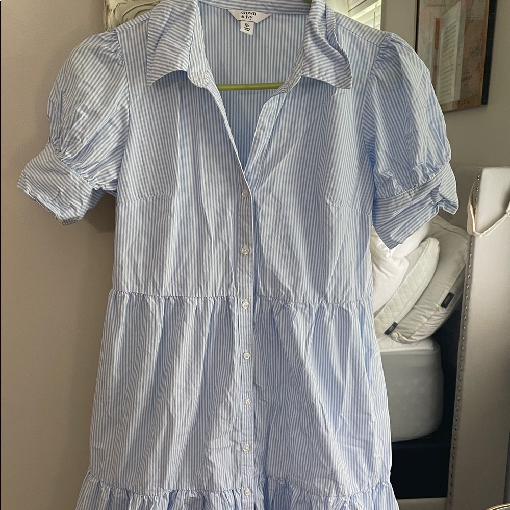 Crown & Ivy Blue Striped Midi Dress